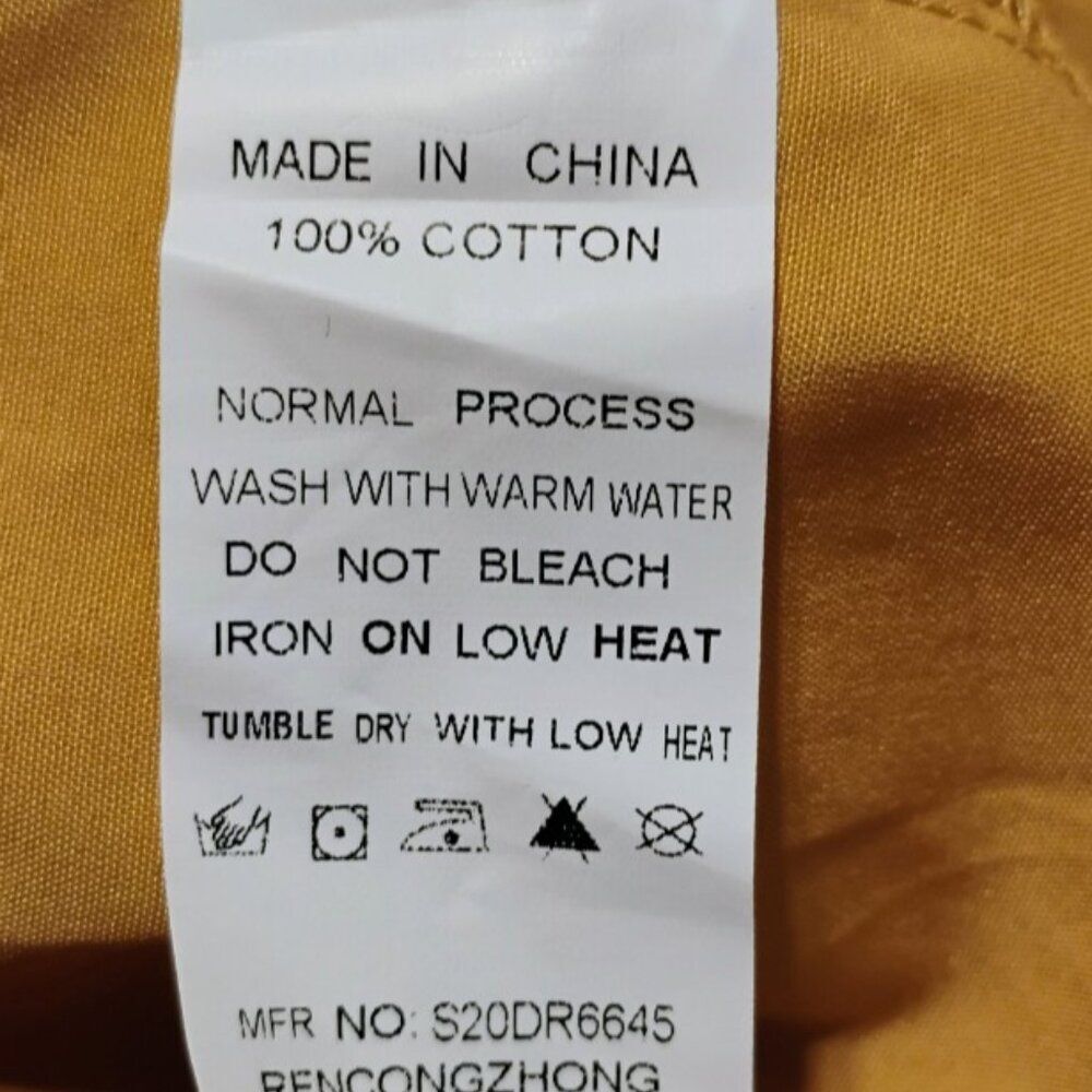 Simplee Dress Mustard Cotton Off Shoulder Ruffle Eyelet Cottage Prairie Peasant - Picture 13 of 14